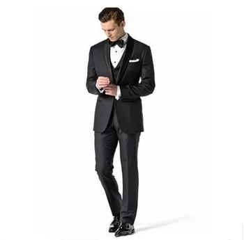 2016 New Style Groom Tuxedos Black Groomsmen Shawl Lapel Best Man Suit/Bridegroom/Wedding/Dinner Suits (Jacket+Pants+Vest)
2016 New Style Groom Tuxedos Black Groomsmen Shawl Lapel Best Man Suit/Bridegroom/Wedding/Dinner Suits (Jacket+Pants+Vest)
