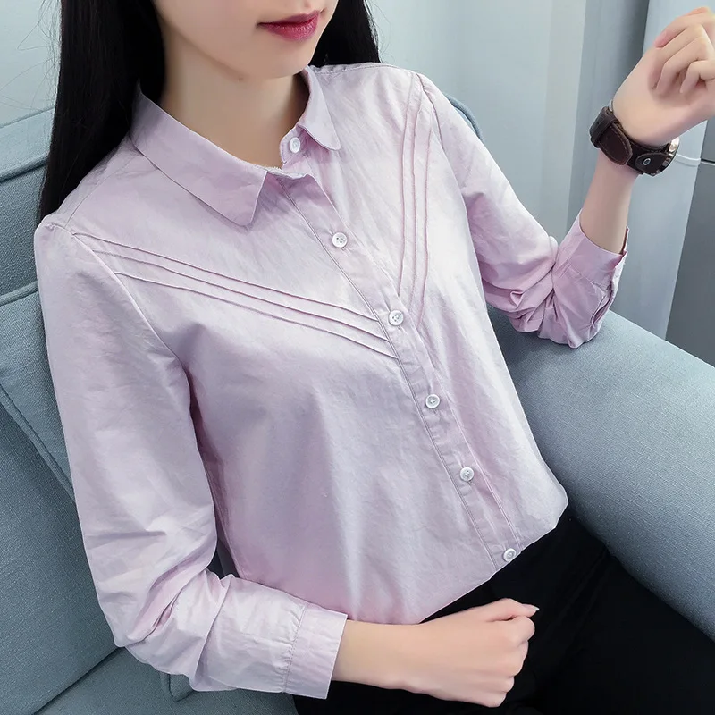 2019 Fashion Spring Women Blouse Pleated Cotton Long Sleeve Work Shirt Office Tops School Girl Ladies White Shirts for Business
2019 Fashion Spring Women Blouse Pleated Cotton Long Sleeve Work Shirt Office Tops School Girl Ladies White Shirts for Business