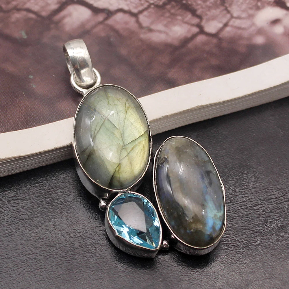 Fantasy Charm Black Labradorite Topaz925 Sterling Silver Fashion Charms Necklace Pendant 2 3/8" TF657
Fantasy Charm Black Labradorite Topaz925 Sterling Silver Fashion Charms Necklace Pendant 2 3/8" TF657
