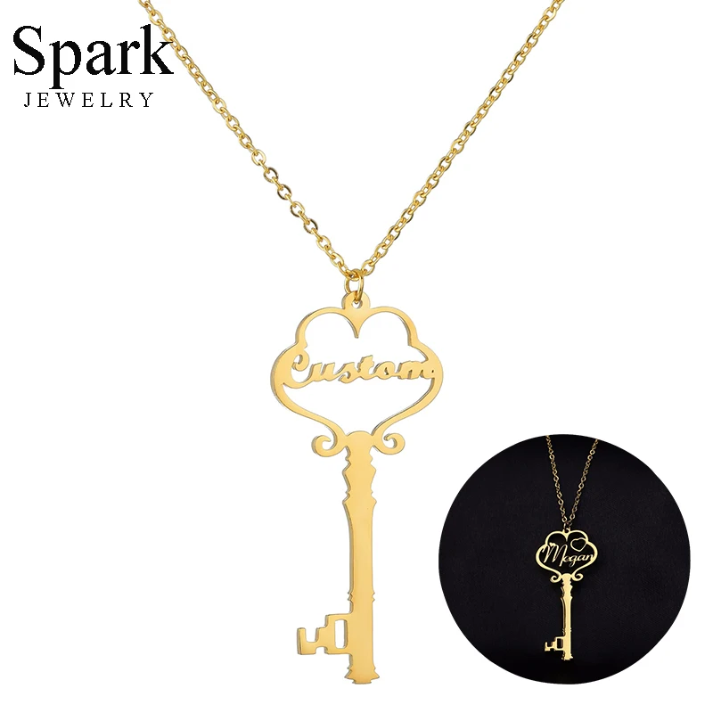Spark Custom Stainless Steel Key Name Necklace For Women Personalized Nameplate Love Promise Necklaces Handmade Gift Collier
Spark Custom Stainless Steel Key Name Necklace For Women Personalized Nameplate Love Promise Necklaces Handmade Gift Collier