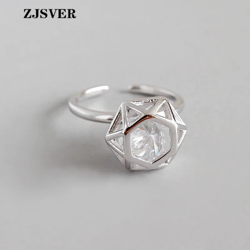 ZJSVER Fine Jewelry 925 Sterling Silver Rings Fashion Simple Diamond Shape Zircon Opening Adjustable Women Ring For Present
ZJSVER Fine Jewelry 925 Sterling Silver Rings Fashion Simple Diamond Shape Zircon Opening Adjustable Women Ring For Present