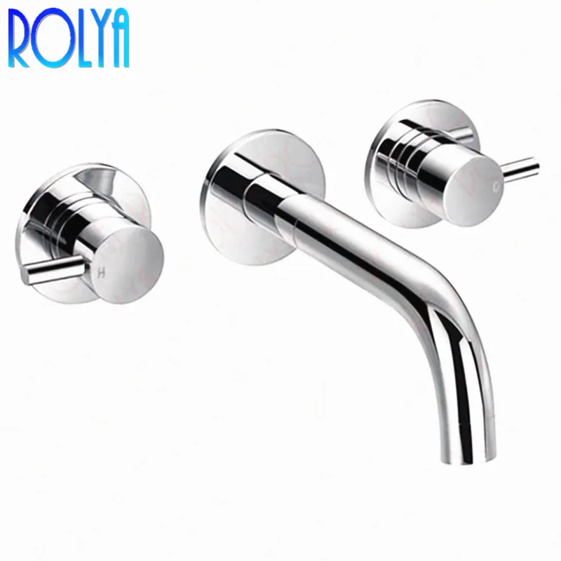 Rolya Ronda Solid Brass Chrome Finish In Wall Bathroom Faucet Built-in Basin Wash Mixer Tap Sets | Обустройство дома