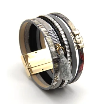 ZG 2017 Gery Color Peace Leather Bracelet With Tassels Magnetic Bracelet for women in Winter Design
ZG 2017 Gery Color Peace Leather Bracelet With Tassels Magnetic Bracelet for women in Winter Design