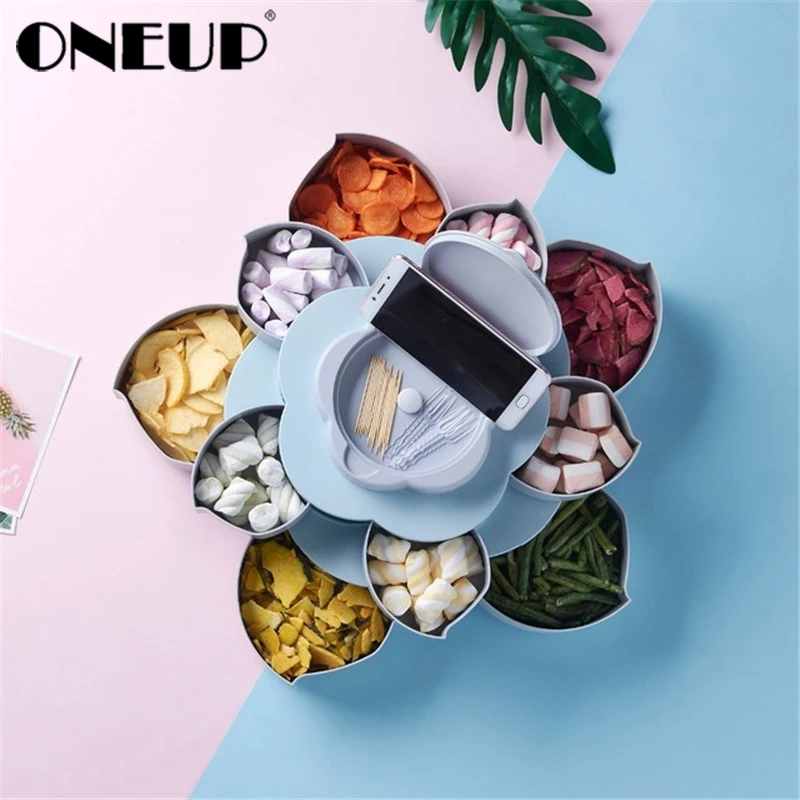 ONEUP Creative Petal Rotating Fruit Container Food Melon Seeds Snack Nut Candy Storage Box Fruit Plate Kitchen Organizer Storage
ONEUP Creative Petal Rotating Fruit Container Food Melon Seeds Snack Nut Candy Storage Box Fruit Plate Kitchen Organizer Storage