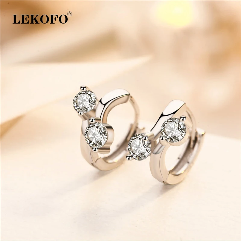 LEKOFO Luxury Double Crystal Shining Women Earring Fashion Jewelry 925 Sterling Silver Stud Earrings Cubic Zirconia Accessories
LEKOFO Luxury Double Crystal Shining Women Earring Fashion Jewelry 925 Sterling Silver Stud Earrings Cubic Zirconia Accessories