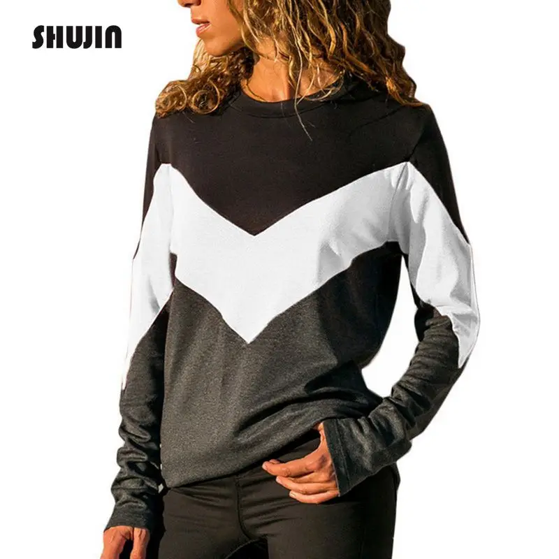 SHUJIN 2018 Autumn Winter Women Basic T-shirt Female Fashion Long Sleeve O-neck Patchwork Color Sweatshirt Vintage Tops Tee 
SHUJIN 2018 Autumn Winter Women Basic T-shirt Female Fashion Long Sleeve O-neck Patchwork Color Sweatshirt Vintage Tops Tee