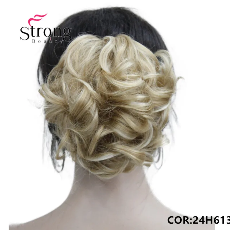 E-945B 24H613(Fashion Women\'s golden blonde with Synthetic short Wavy Claw Clip Ponytail Pony Tail Hair Extension hairpiece free shipping (2)_