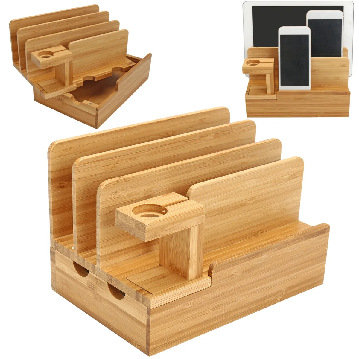 Bamboo Wooden Charging Dock Station Mobile Phone Stand Charger Holder Storage Table For Phone X 8 7 Plus 6 6S Plus 5s For Watch
Bamboo Wooden Charging Dock Station Mobile Phone Stand Charger Holder Storage Table For Phone X 8 7 Plus 6 6S Plus 5s For Watch