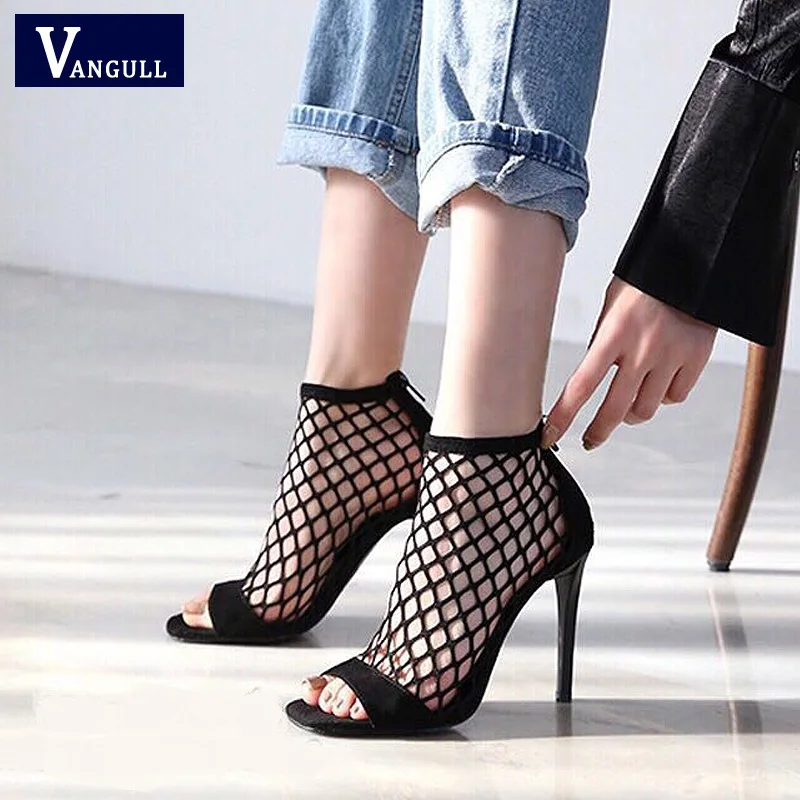VANGULL Brand women's Shoes Sexy high heels mesh peep toe Sandals New fishnet zip Sexy party dress woman shoes gladiatoe sandal
VANGULL Brand women's Shoes Sexy high heels mesh peep toe Sandals New fishnet zip Sexy party dress woman shoes gladiatoe sandal