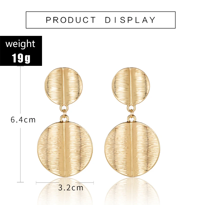 circle alloy earrings fashion simple geometric metal round