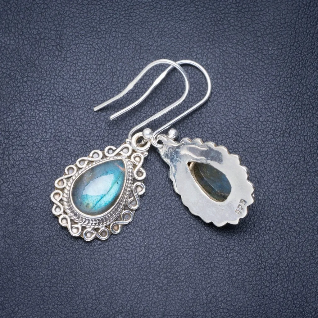 Natural Blue Fire Labradorite Handmade Unique 925 Sterling Silver Earrings 1.5" A0675
Natural Blue Fire Labradorite Handmade Unique 925 Sterling Silver Earrings 1.5" A0675