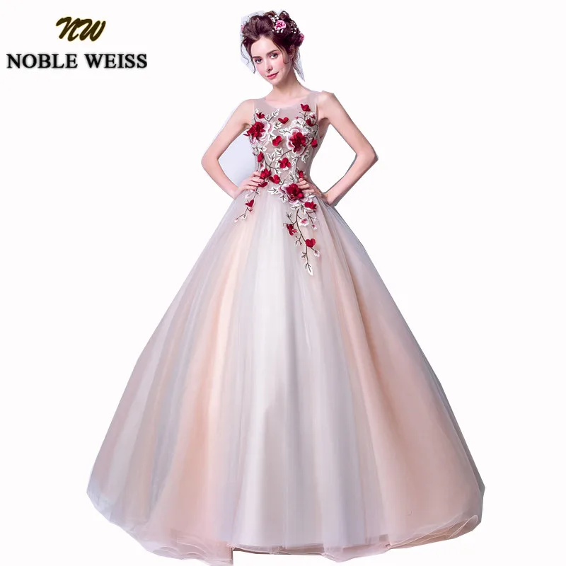 NOBLE WEISS Elegant Ball Gown Prom Dresses 2019 With Dark Red Flowers Vestido De Festa Sexy Backless Formal Dress For Evening
NOBLE WEISS Elegant Ball Gown Prom Dresses 2019 With Dark Red Flowers Vestido De Festa Sexy Backless Formal Dress For Evening