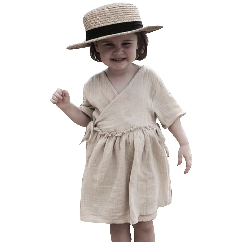 Summer New Fashion Toddler Kids Baby Girl Linen Ruffle Princess V-Neck Casual Beach Dress Outfits Clothes Wholesale Free Ship Z4
Summer New Fashion Toddler Kids Baby Girl Linen Ruffle Princess V-Neck Casual Beach Dress Outfits Clothes Wholesale Free Ship Z4