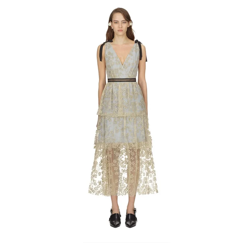 Self Portrait designer 2019 summer new mesh sequins embroidered dress high waist sleeveless v neck bow long dress dr328
Self Portrait designer 2019 summer new mesh sequins embroidered dress high waist sleeveless v neck bow long dress dr328