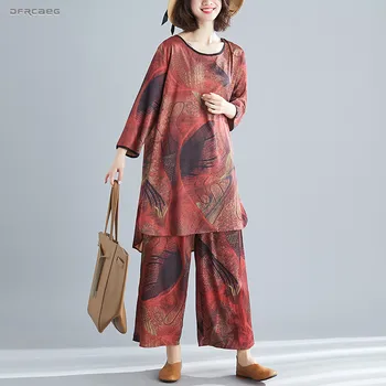 Vintage Print Women Blouses And Pants Two Piece Sets 2019 Summer Short Sleeve Loose Big Size Wide Leg Pants 2 Piece Outfits
Vintage Print Women Blouses And Pants Two Piece Sets 2019 Summer Short Sleeve Loose Big Size Wide Leg Pants 2 Piece Outfits