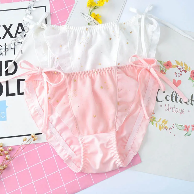 Sexy Lacing Hot Stamping Star Women Panties Low Waist Ruffle Cute Lovely Sweety Style Female Underwear Milk Silk Princess Breifs
Sexy Lacing Hot Stamping Star Women Panties Low Waist Ruffle Cute Lovely Sweety Style Female Underwear Milk Silk Princess Breifs