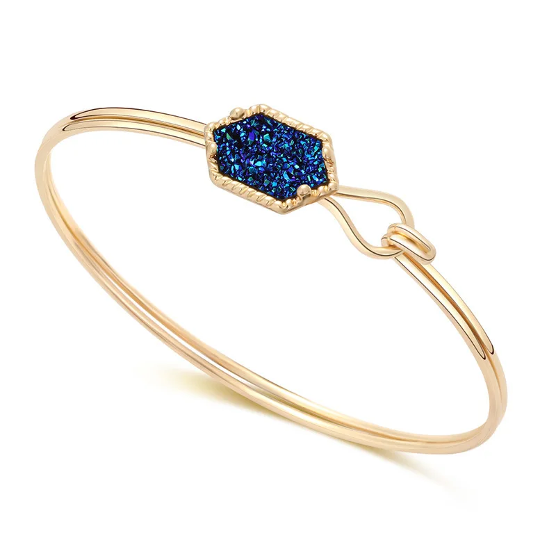 Металлический Druzy Браслет-манжета для девушек в стиле Бохо Браслет Drusy браслет