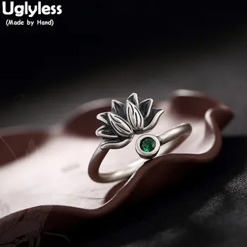 Uglyless S 925 Sterling Silver Handmade Lotus Opening Finger Rings Women Vintage Vulcanize Thai Silver Ring Green Crystal Bijoux
Uglyless S 925 Sterling Silver Handmade Lotus Opening Finger Rings Women Vintage Vulcanize Thai Silver Ring Green Crystal Bijoux
