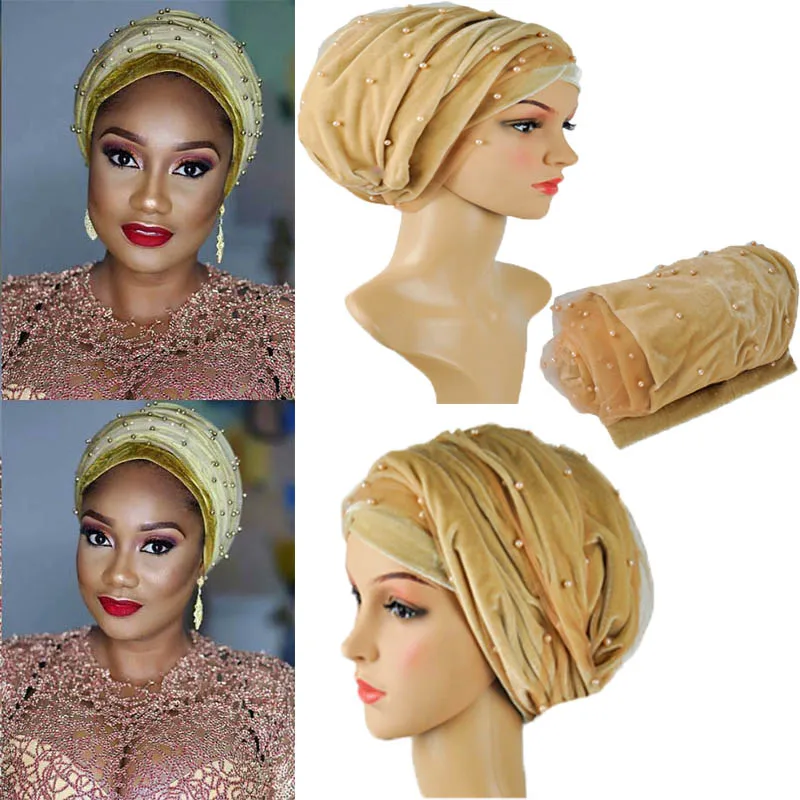 HQT12Wholesale turban headbands Newest african turban beads with net women headtie velvet turban scarf/Headwraps Gele for women.
HQT12Wholesale turban headbands Newest african turban beads with net women headtie velvet turban scarf/Headwraps Gele for women.