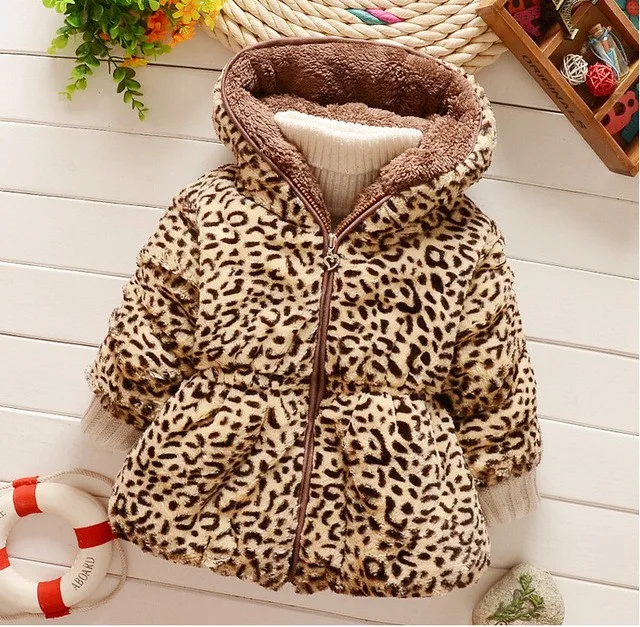 

NYSRFZ 2017 new winter children clothing baby boys and girls padded jacket thicker section leopard cashmere warm coat Q175