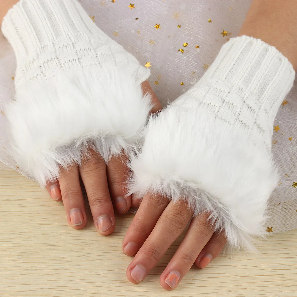 1 Pair Wool Blend Faux Rabbit Fur Women Fingerless Gloves Knitted Crochet Winter Gloves Warm Mittens Female
1 Pair Wool Blend Faux Rabbit Fur Women Fingerless Gloves Knitted Crochet Winter Gloves Warm Mittens Female