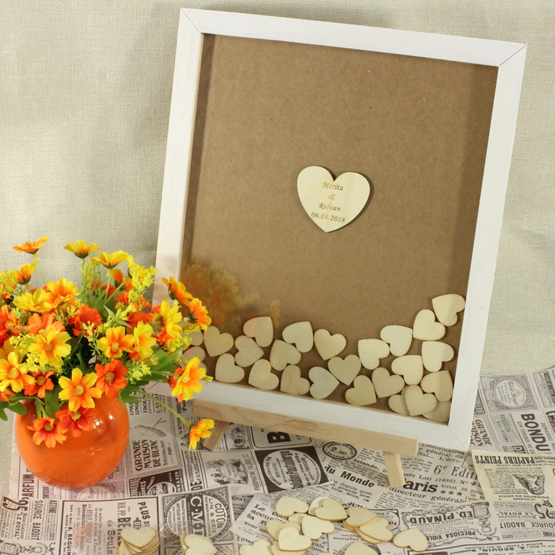 Personalized name ,White Frame Kraft Background Wedding Guest Book Heart Wood Signs Drop Top Box for Rustic Wedding Guest Book
Personalized name ,White Frame Kraft Background Wedding Guest Book Heart Wood Signs Drop Top Box for Rustic Wedding Guest Book