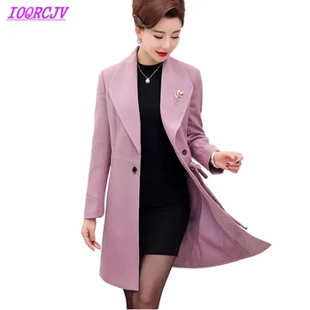 

Middle aged female trench coat 2018 Spring autumn Plus size Windbreaker coat Women Medium length Slim top Outerwear IOQRCJV H250