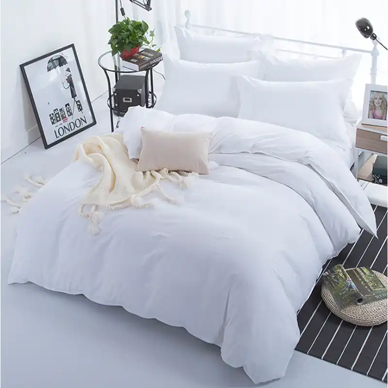 White Color 100 Cotton Duvet Cover For Kids Adults Bedroom Use