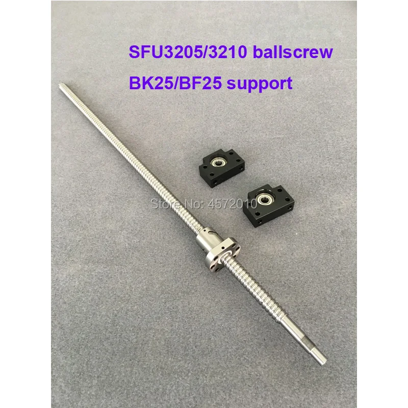 

SFU3205 SFU3210 Ballscrew 300 350 400 450 500 550 600 mm with end machined+ 3205 Ballnut + BK/BF25 End support for cnc parts
