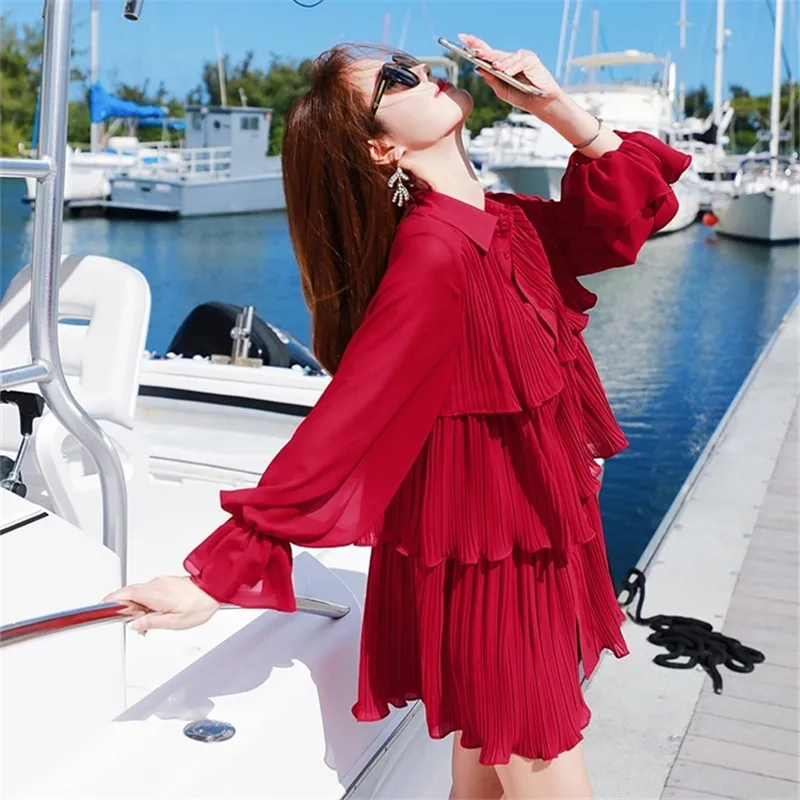 2019 Spring and Summer Sweet Chiffion Shirt Womens Red Tops and Blouses Casual Loose Blusas Long Petal Sleeve
2019 Spring and Summer Sweet Chiffion Shirt Womens Red Tops and Blouses Casual Loose Blusas Long Petal Sleeve