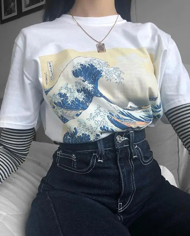 PUDO HJN Summer Unisex Tumblr Fashion Hokusai Japanese Painting Under The Wave Off Kanagawa White TShirt Short Sleeve Cotton Tee
PUDO HJN Summer Unisex Tumblr Fashion Hokusai Japanese Painting Under The Wave Off Kanagawa White TShirt Short Sleeve Cotton Tee