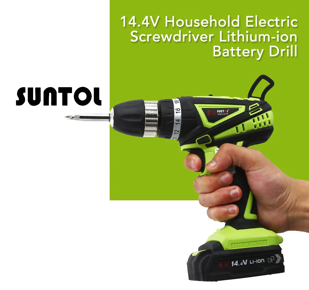SUNTOL 14.4V EU Electric Hand Drill Lithium-ion Battery Electric Household Screwdriver Tool With LED Light Power Tools
SUNTOL 14.4V EU Electric Hand Drill Lithium-ion Battery Electric Household Screwdriver Tool With LED Light Power Tools