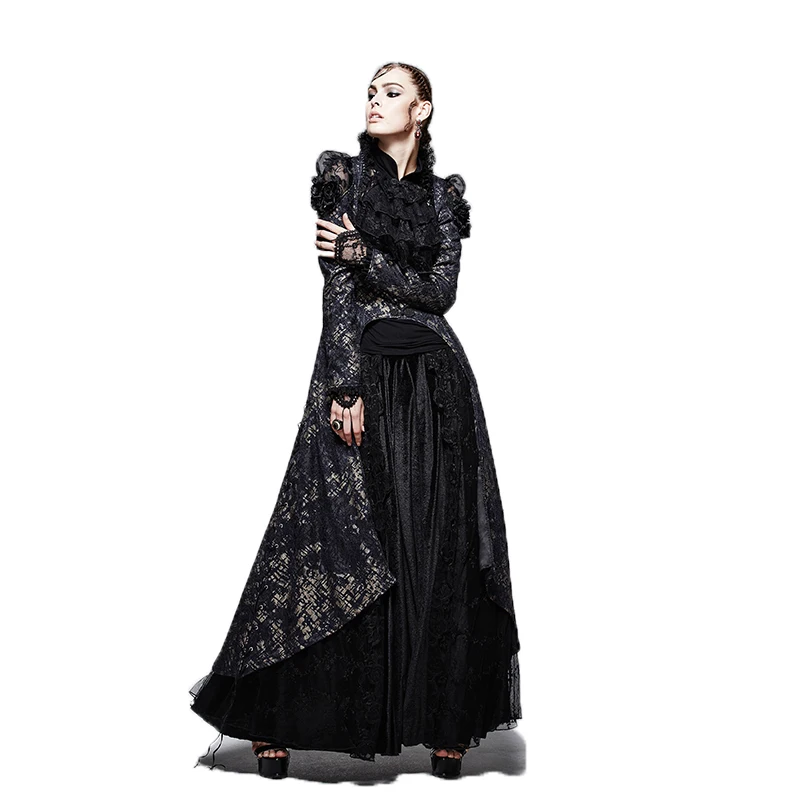 PUNK RAVE Women Gothic Black and Golden Printing Coat with Long Tail Steampunk Vintage Women Winter Jacket Evening Party Dress
PUNK RAVE Women Gothic Black and Golden Printing Coat with Long Tail Steampunk Vintage Women Winter Jacket Evening Party Dress