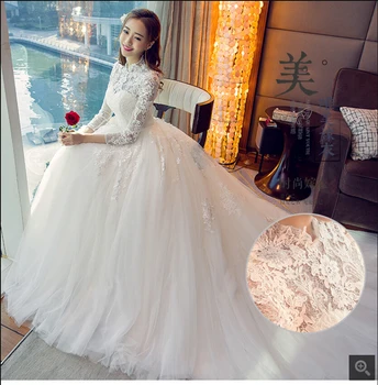 

Robe de mariage ball gown white lace wedding dress hollow back sexy 3/4 sleeve corset princess puffy wedding gowns hot sale
