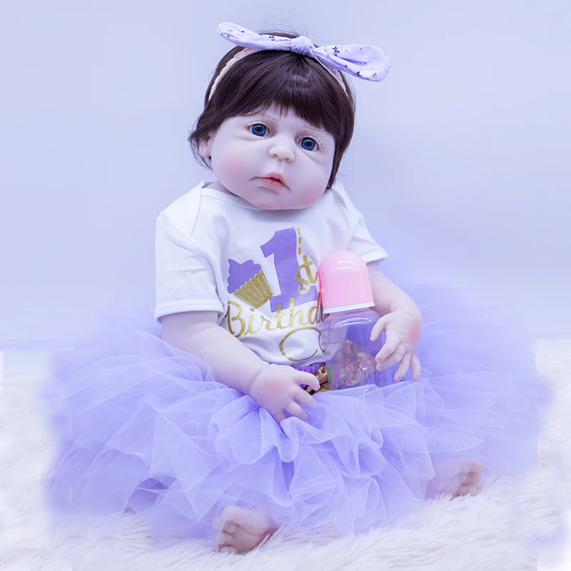 NPK 22'' 55cm all Vinyl Baby Girls Doll With Purple skirt Lifelike Silicone Bebe Reborn Dolls Alive princess Toys inteiro menina
NPK 22'' 55cm all Vinyl Baby Girls Doll With Purple skirt Lifelike Silicone Bebe Reborn Dolls Alive princess Toys inteiro menina