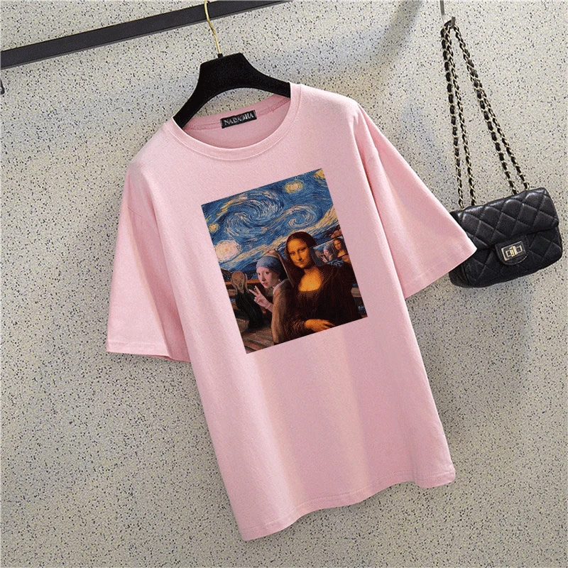 Summer Mona Lisa Aesthetic Harajuku Pink T Shirt Ullzang Vintage Graphic T-shirt Funny 90s Tshirt Korean Style Top Tees Women
Summer Mona Lisa Aesthetic Harajuku Pink T Shirt Ullzang Vintage Graphic T-shirt Funny 90s Tshirt Korean Style Top Tees Women
