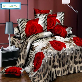 BEST.WENSD New wedding 3d red rose bedding Jacquard weave Home textiles bed linen,Leopard duvet cover pillowcase dekbedovertrekl
BEST.WENSD New wedding 3d red rose bedding Jacquard weave Home textiles bed linen,Leopard duvet cover pillowcase dekbedovertrekl