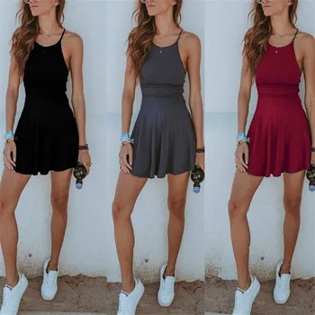 Women's Girl Summer Sleeveless Dress 3 Colors Solid Cotton Blend Femmes Vestido Evening Party Beach Dress Short Mini Tunic Dress
Women's Girl Summer Sleeveless Dress 3 Colors Solid Cotton Blend Femmes Vestido Evening Party Beach Dress Short Mini Tunic Dress