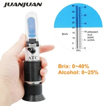 Handheld alcool réfractomètre sucre Vin concentration mètre densimètre 0-25% alcool bière 0-40% Brix raisins ATC 45% off(China)