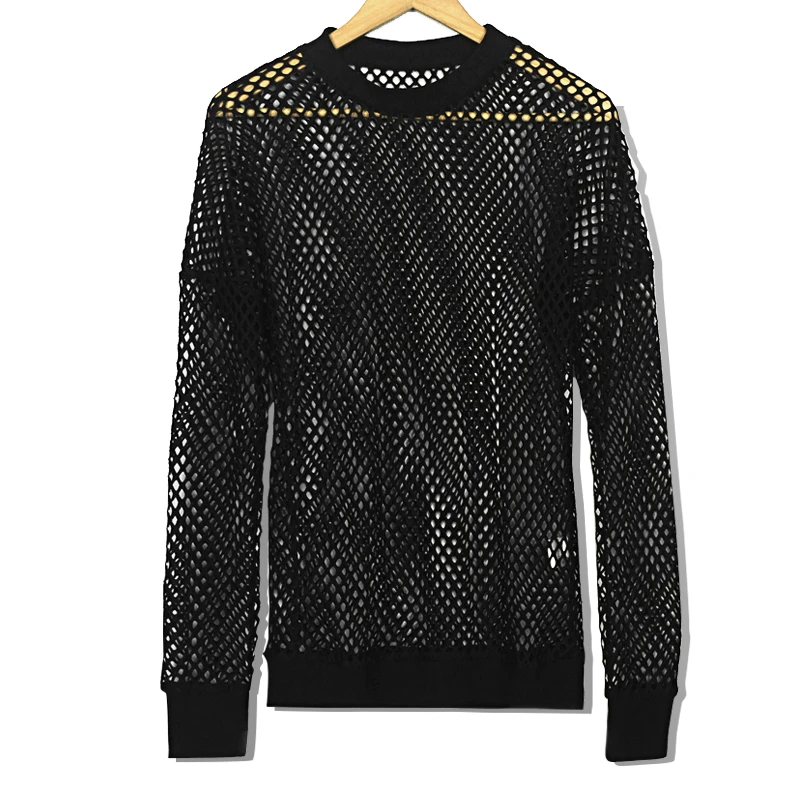 Long Sleeve Grid Personality Men's Blouse Openwork Perspective Net T-Shirt Harajuku T Shirt Hip Hop Streetwear T Shirt Men 2019
Long Sleeve Grid Personality Men's Blouse Openwork Perspective Net T-Shirt Harajuku T Shirt Hip Hop Streetwear T Shirt Men 2019