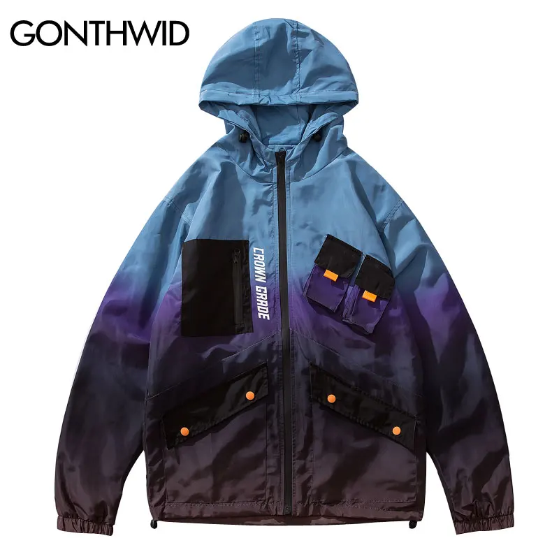 GONTHWID Multi Pockets Gradient Color Hooded Windbreaker Jackets 2019 Men Hip Hop Full Zip Up Track Jacket Coats Fashion Outwear
GONTHWID Multi Pockets Gradient Color Hooded Windbreaker Jackets 2019 Men Hip Hop Full Zip Up Track Jacket Coats Fashion Outwear