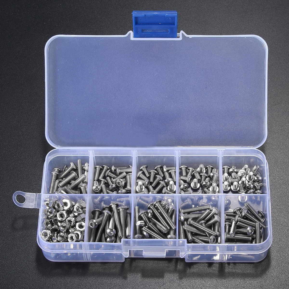 340pcs Assorted Stainless Steel M3 Screw 5/6/8/10/12/14/16/18/20mm with Hex Nuts Bolt Cap Socket Set