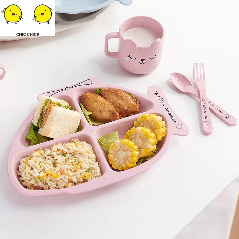 Plane-shaped cutlery set partition plate food plate creative wheat straw fork spoon dining plates sets for baby baby spoon set
Plane-shaped cutlery set partition plate food plate creative wheat straw fork spoon dining plates sets for baby baby spoon set