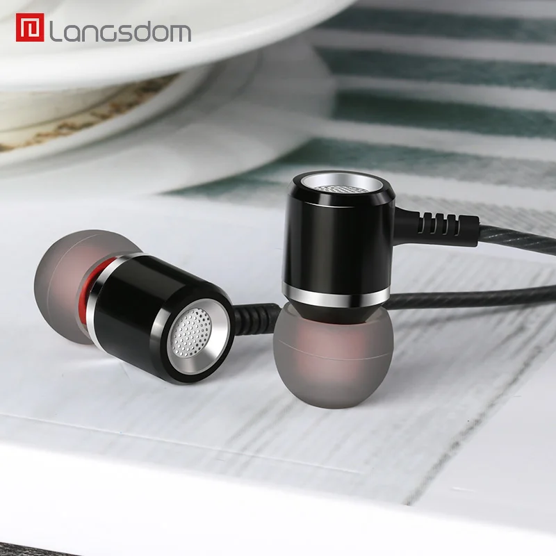 

Langsdom Metal in-ear Earphone M400 plus portable gaming headset super bass stereo sports wired HIFI earphones with microphones