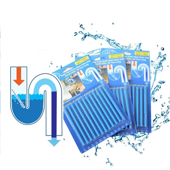 12/set Sani Sticks Oil Decontamination Kitchen and Toilet Bathtub Drain Cleaner Sewer Cleaning Rod Convenient Sewer Hair Clear