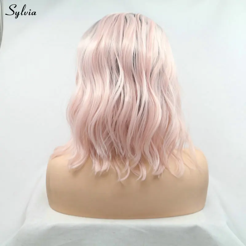 Sylvia/короткий детский розовый синтетический парик из темных корней с эффектом Ombre