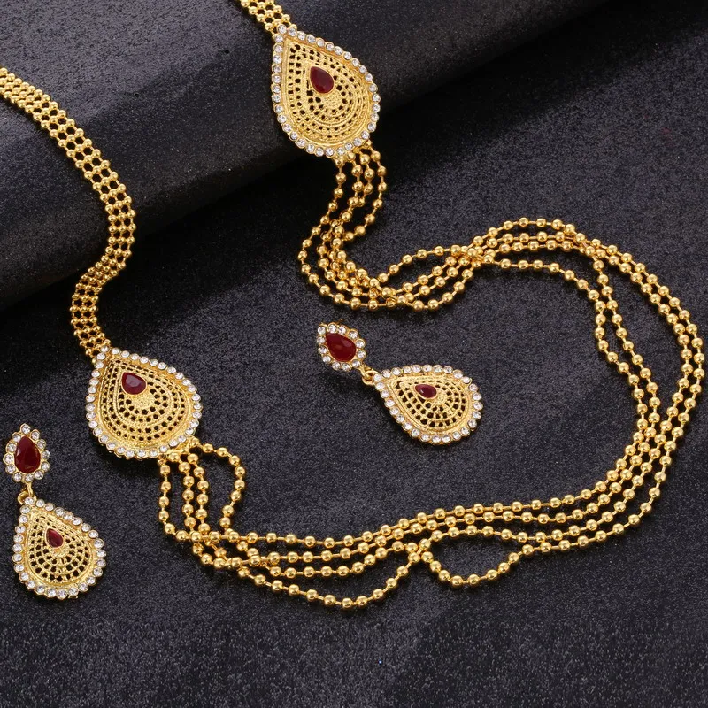 Hesiod African Wedding Jewelry Sets Gold Color Turkish Waterdrop Multi-layer Chain Necklaces & Pendants Trendy Earring For Women
Hesiod African Wedding Jewelry Sets Gold Color Turkish Waterdrop Multi-layer Chain Necklaces & Pendants Trendy Earring For Women