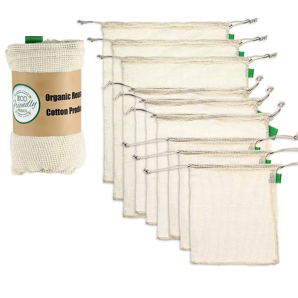 9pcs/set Premium Organic Cotton Mesh Produce Bags Reusable Washable Storage Drawstring Bag for Shopping, Grocery,Fruit Vegetable
9pcs/set Premium Organic Cotton Mesh Produce Bags Reusable Washable Storage Drawstring Bag for Shopping, Grocery,Fruit Vegetable