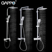 GAPPO bathroom shower faucet set white bathtub faucet mixer tap waterfall wall stainless shower head chrome bath Shower system image