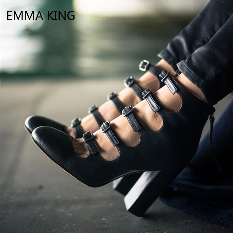 Black High Heels Women Round Toe Buckle Detail Chunky Heels 10cm Strappy Pumps For Ladies Leather Shoes Zip Simple Big Size 43
Black High Heels Women Round Toe Buckle Detail Chunky Heels 10cm Strappy Pumps For Ladies Leather Shoes Zip Simple Big Size 43